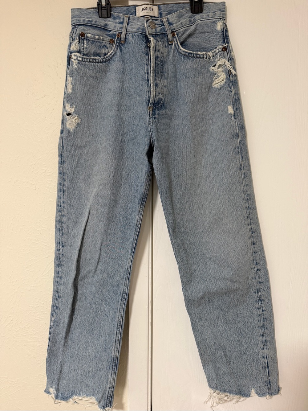 Agolde Light Blue Cropped Straight-Leg Jeans
